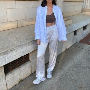 Elegant White Satin Pants